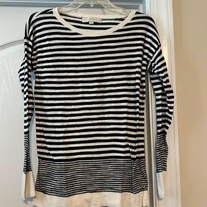 Loft navy and cream striped sweater
